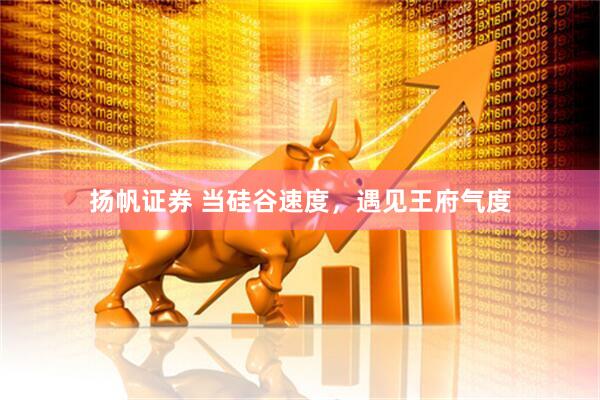 扬帆证券 当硅谷速度，遇见王府气度
